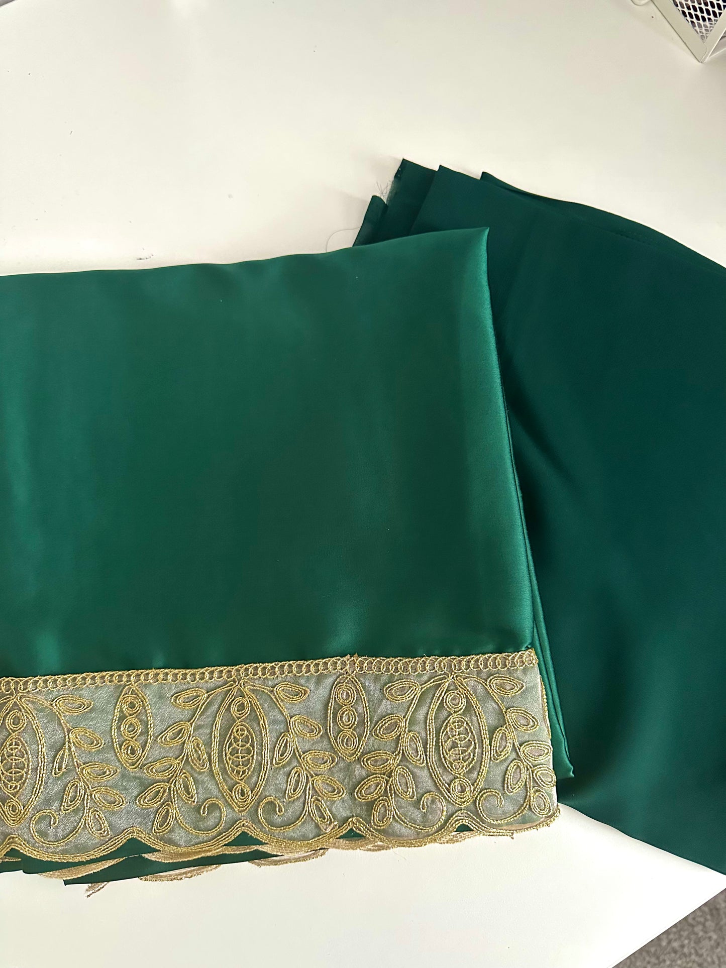 Green Garbasaar (Shawl) and Gorgorad (underskirt) Set