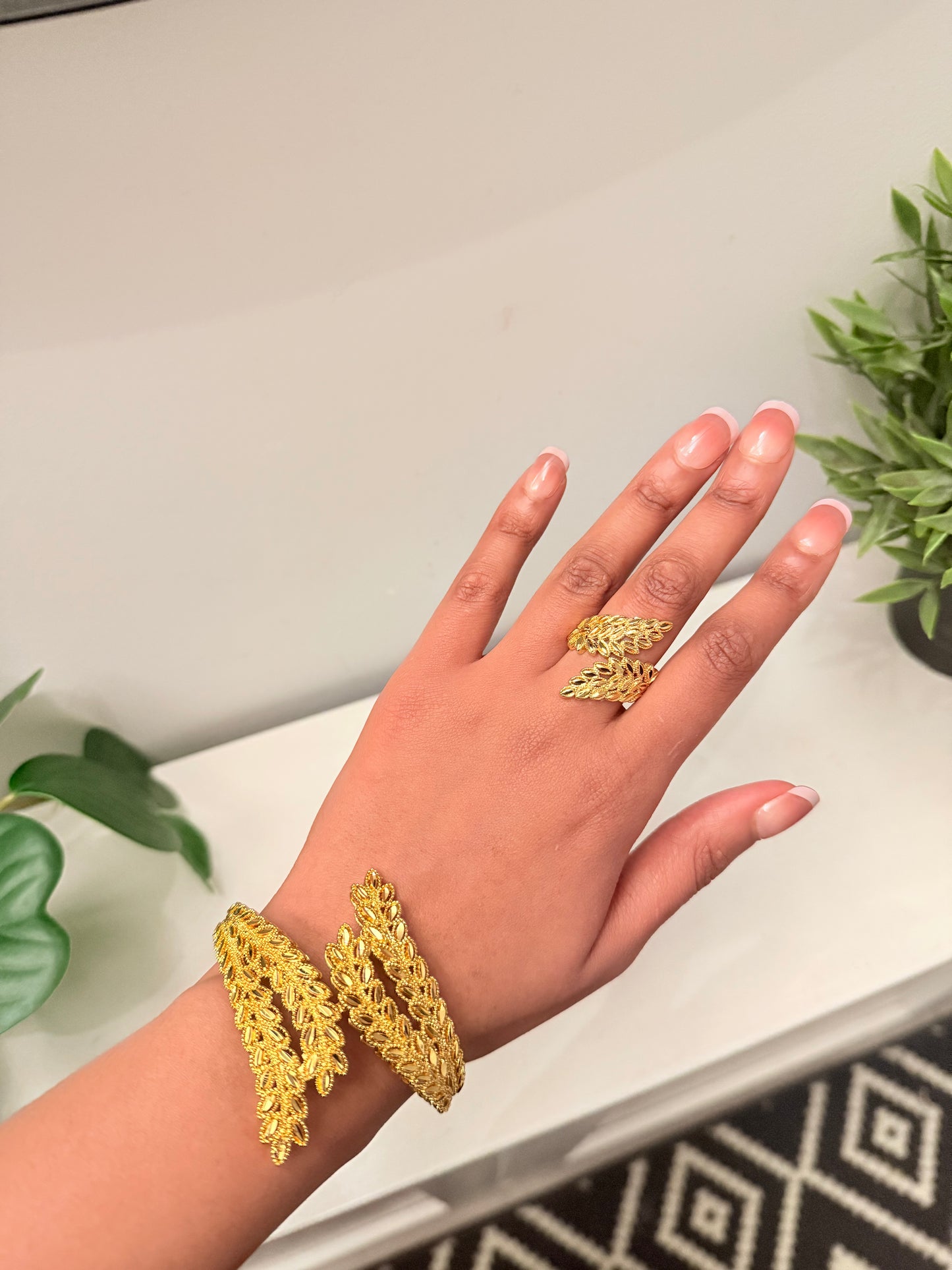 Gold Bangle & Ring Set