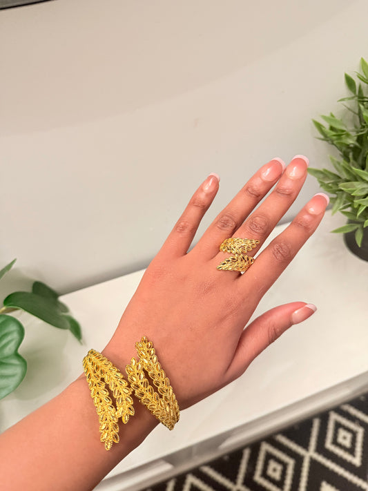 Gold Bangle & Ring Set