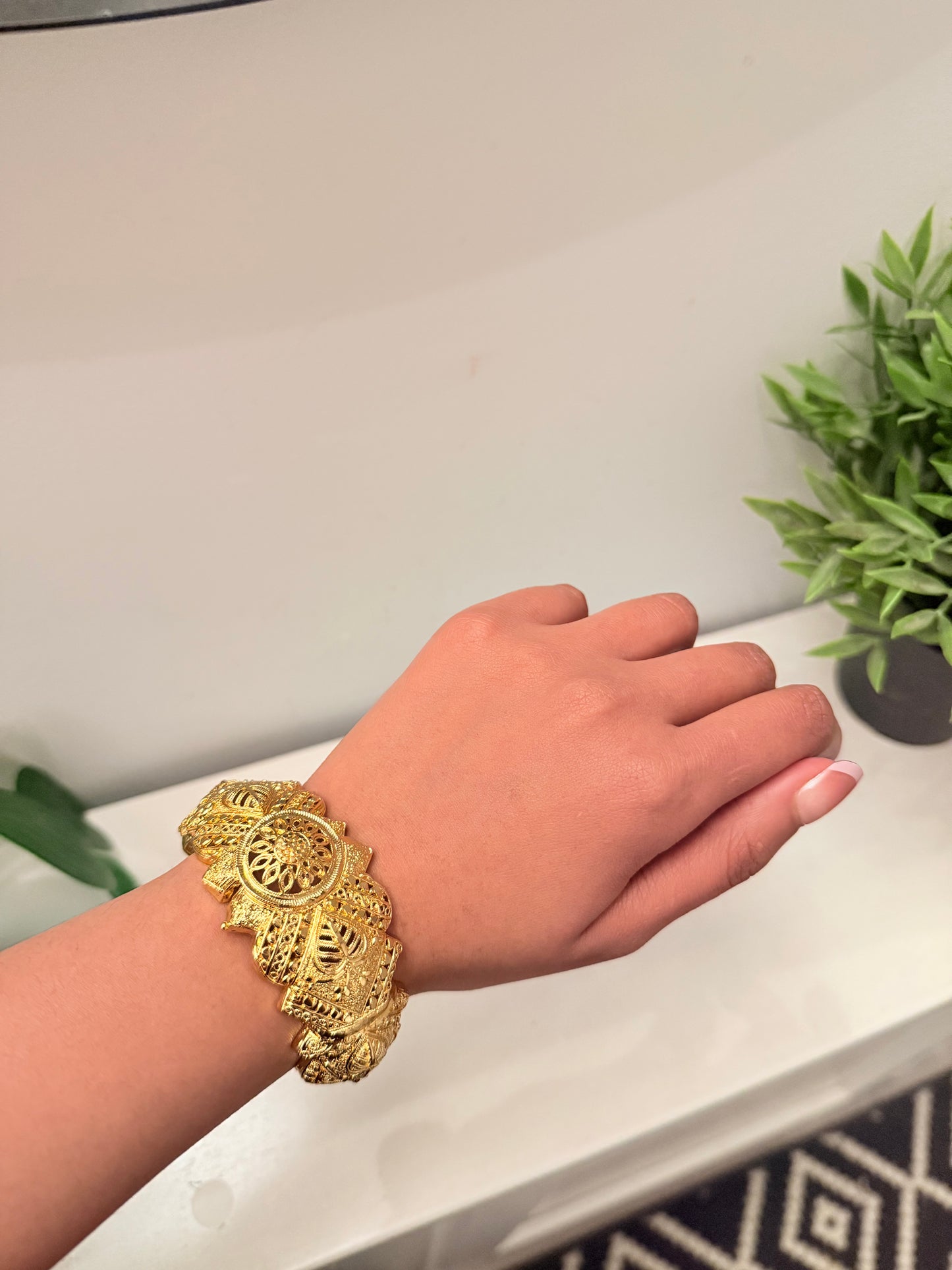 Gold Wide Cuff Bracelet