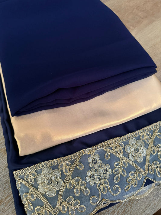 Gold Shimmer & Navy Blue Bridesmaid Dirac