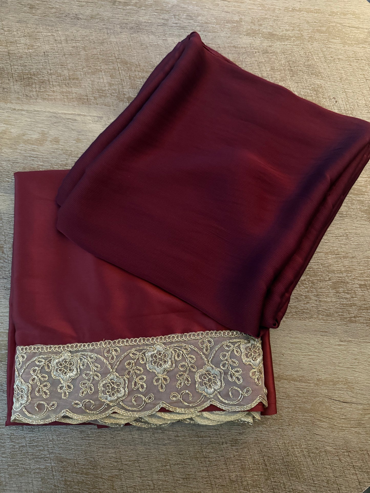 Maroon Garbasar (shawl) & Gorgorad (underskirt) set